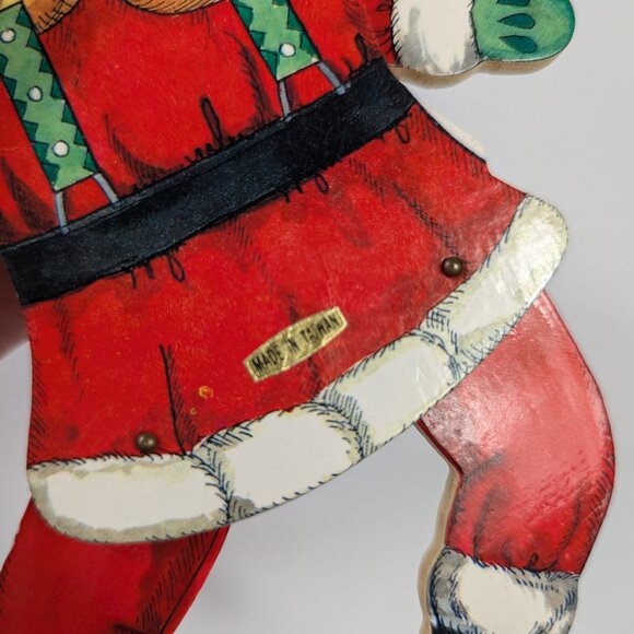 Vintage SANTA CLAUS Wooden Pull String Dancing Toy Christmas Ornament 8" - Picture 5 of 6